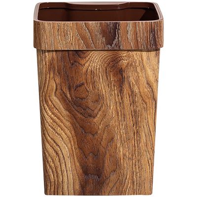 Cabilock Wood Grain Restroom Trash Can Kitchen Garbage Can Large Opening Family Waste Bin