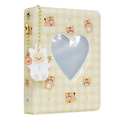 Photocard Binder 3 Inch Kpop Album Kpop Photocard Holder Book Mini Photo Album Kpop Album with Pendant for Collecting Picture, 40 Pockets (Yellow)