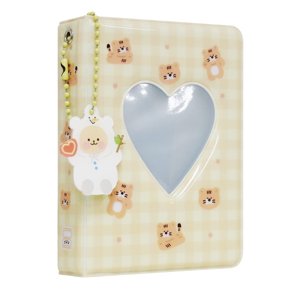 Photocard Binder 3 Inch Kpop Album Kpop Photocard Holder Book Mini Photo Album Kpop Album with Pendant for Collecting Picture, 40 Pockets (Yellow)