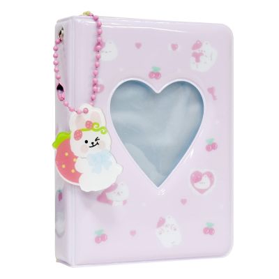 Photocard Binder 3 Inch Kpop Album Holder Book Mini Photo Album With Pendant for Collecting Pictures, 40 Pockets (Pink)