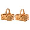 Cabilock 2pcs Woven Wooden Skin Picnic Basket Handle Fruit and Vegetable Storage Lightweight Design for Easy Carrying Rustic Style for Outdoor Picnics and Grocery Shopping view 1