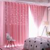 2 Panels Star Pink Blackout Curtains for Kid Girls Bedroom Living Room Decor Darkening Double Layer Star Cut Out Window Curtain (52 inch Width 71 inch Length) view 1