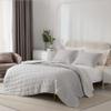 SHALALA Cotton Gauze Quilt Sets, Light Gray Lightweight King Quilt Bedding Sets, Reversible Seersucker Quilts for King Bed, 3pcs Ultro-Soft Bedspread, Breathable Coverlet for All Season view 1