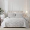 SHALALA Cotton Gauze Quilt Sets, Light Gray Lightweight King Quilt Bedding Sets, Reversible Seersucker Quilts for King Bed, 3pcs Ultro-Soft Bedspread, Breathable Coverlet for All Season view 2