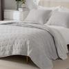 SHALALA Cotton Gauze Quilt Sets, Light Gray Lightweight King Quilt Bedding Sets, Reversible Seersucker Quilts for King Bed, 3pcs Ultro-Soft Bedspread, Breathable Coverlet for All Season view 4