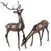 2Pcs Brass Simulation Couple Deer Sculpture,Pakistan Metal Hand-Carved Copper Animal Elk Statue Model Crafts Desktop Ornament Bar Home Living Room Bookshelf Wine Cabinet Decor Accessories view 1