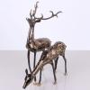 2Pcs Brass Simulation Couple Deer Sculpture,Pakistan Metal Hand-Carved Copper Animal Elk Statue Model Crafts Desktop Ornament Bar Home Living Room Bookshelf Wine Cabinet Decor Accessories view 2