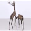 2Pcs Brass Simulation Couple Deer Sculpture,Pakistan Metal Hand-Carved Copper Animal Elk Statue Model Crafts Desktop Ornament Bar Home Living Room Bookshelf Wine Cabinet Decor Accessories view 3