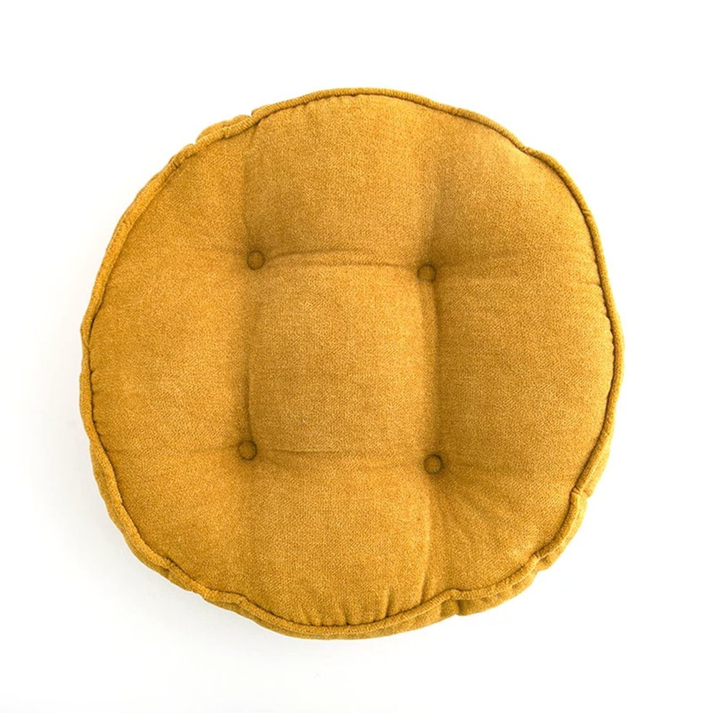 Yadlan Chair Cushion for Dining Chairs Round, Seat Cushion for Kitchen Chairs Extra Thick, Multi-Functional Chair Pads for Floor, Garden, Dining Room, 45cm/18in Diameter Yellow