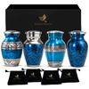 Graceful Small Urns for Human Ashes Keepsake  Elegant Cremation Urn for Cherished Memories  Tiny Urn Keepsakes  Mini Urns for Human Ashes (Blue, Set of 4) view 1