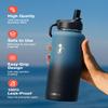 Water Bottle 40 oz Insulated with Straw, Coolflask Stainless Steel Metal 3 Lids Water Flask for Sports or Office, Keep Cold 48H Hot 24H, Samurai Cyan view 3