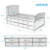 Dgsroom Twin Captain's Bed Storage Daybed with Trundle and Drawers for Kids Teens (Oak) view 2