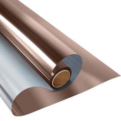 KESPEN One Way Window Film Window Tinting Film for Home Sun Blocking Static Cling One Way Anti UV Reflective Film for Home and Office, Brown-Silver, 29.5 Inch X 6.5 Feet