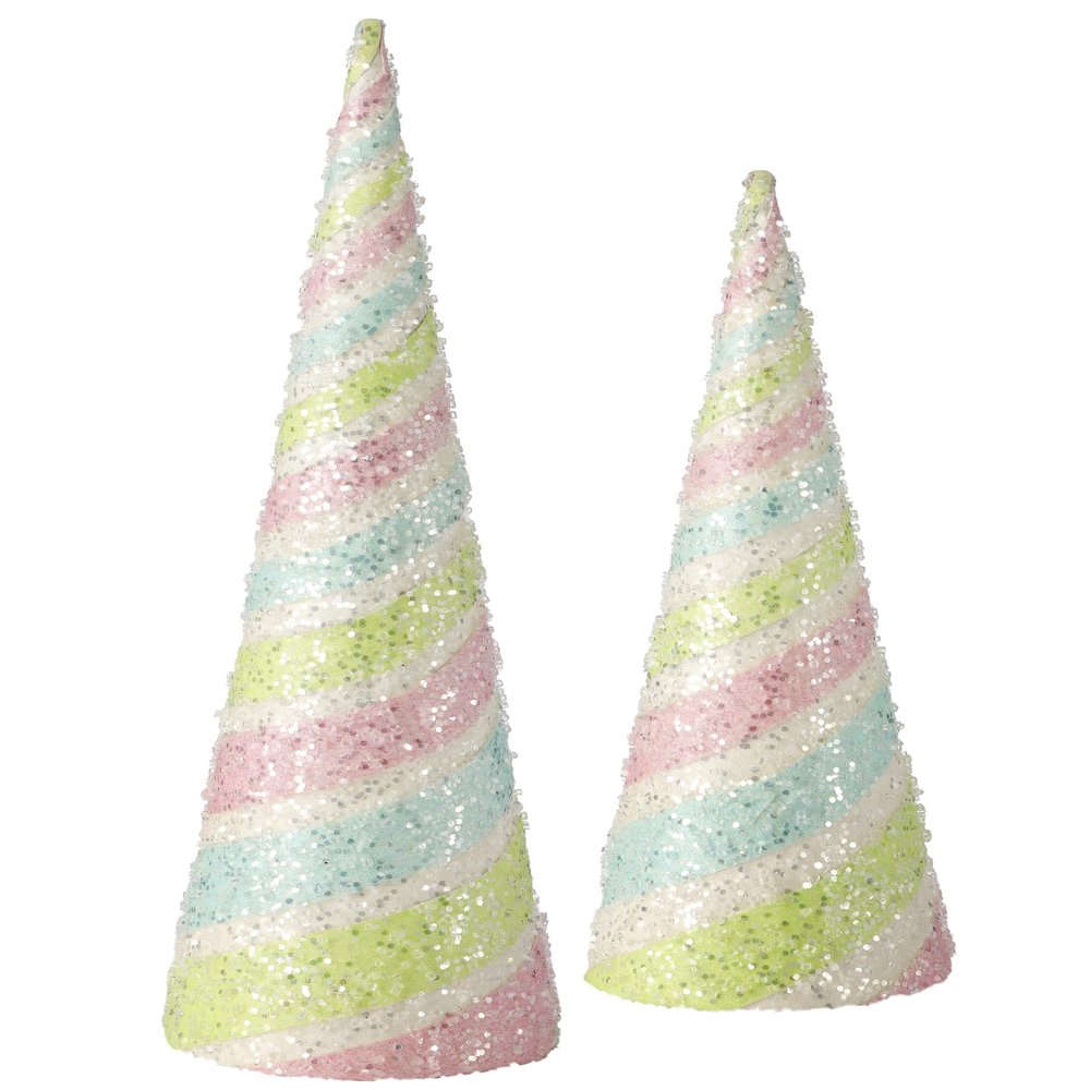 Regency International 16-20" Candy Stripe Cone Set of 2, Pastel Multi