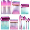 A  HOUSEWARE Hammered Silverware Set Rainbow Stainless Steel Flatware 40 pieces Dinning Utensils Service for 8 include Knife Fork Spoon Durable Easy to Clean view 1