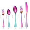 A  HOUSEWARE Hammered Silverware Set Rainbow Stainless Steel Flatware 40 pieces Dinning Utensils Service for 8 include Knife Fork Spoon Durable Easy to Clean view 4