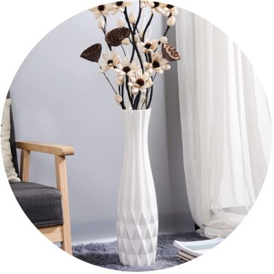 28 Inch Tall White Floor Vase, Decorative Large Ceramic Vase for Living Room, Striped Flower Holder for Home Dcor Dried Flower Arrangement Wedding Housewarming Office