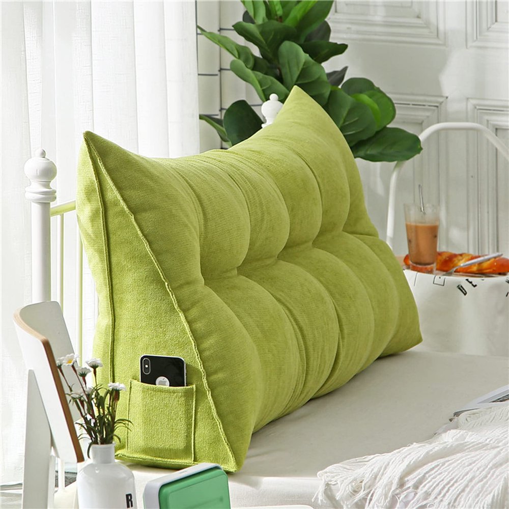 AZZRRO Wedge Headboard Pillow Bolster Lumbar Cushion for Reading in Bed and Games with Removable Cover and Washable Cotton Linen120*50 * 20cm(47 * 20 * 8in)