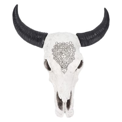 Alvinlite Resin Wall Sculptures Longhorn Wall Decor White Hanging Longhor Skull Head for Western Room Decor