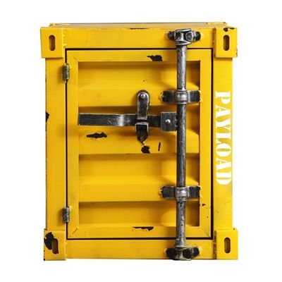 Industrial Style Container Storage Cabinet, Colorful Iron Creative Bedside Table Locker Cabinet, Personalized Small Storage Cabinet (Color : Yellow, Size : 40x38x48cm)