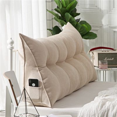 AZZRRO Wedge Pillow Triangular Headboard Pillow Solid Color Triangle Cushion Reading Pillow, Multi Size Cushion with Removable Fitted Cover and Two Large Side Pockets200*50 * 20cm(79 * 20 * 8in)