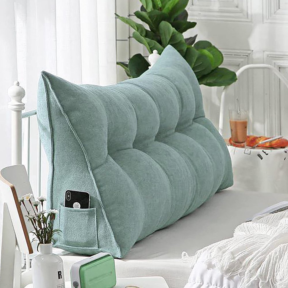 AZZRRO Wedge Headboard Pillow Bolster Lumbar Cushion for Reading in Bed and Games with Removable Cover and Washable Cotton Linen150*50 * 20cm(59 * 20 * 8in)