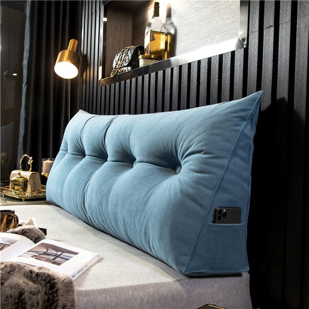 AZZRRO Headboard Pillow Wedge Bed Rest Reading Pillow Daybed Pillows Triangular Headboard Wedge Pillows Bolster Gap Filler Triangle Back Cushion Long Wedge Pillow Corduroy180*50 * 20cm(71 * 20 * 8in)