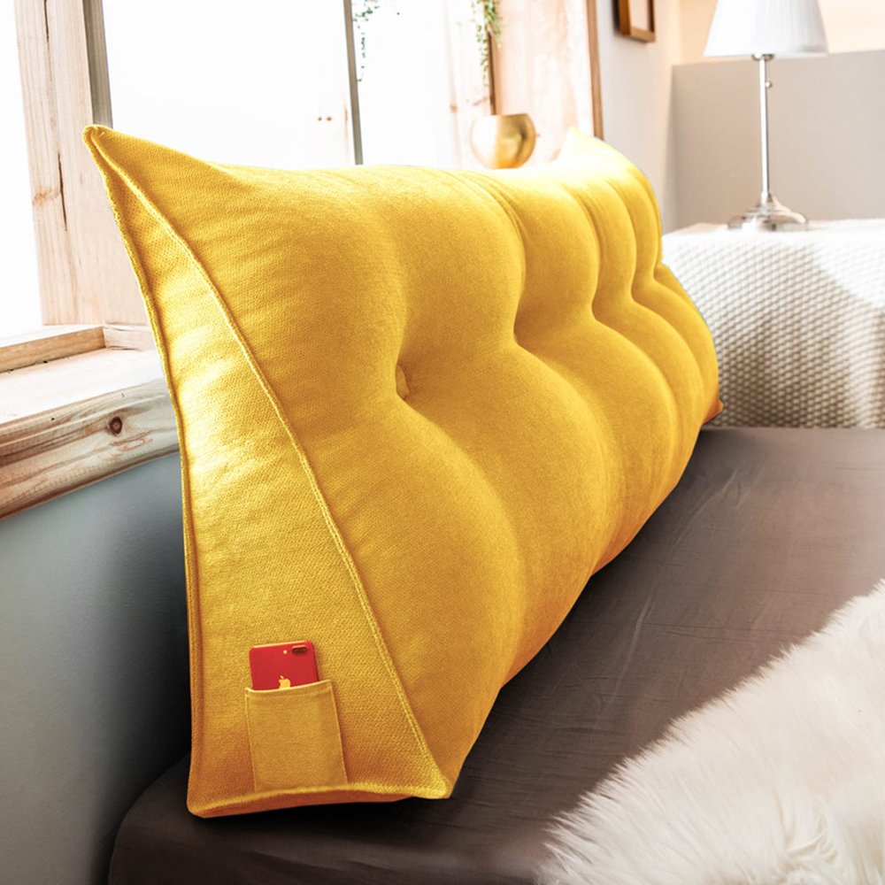 AZZRRO Large Bolster Triangular Positioning Support Reading Backrest Wedge Pillow Headboard Pillow for Day Bed Bunk Bed with Removable Cover Cotton Linen King200*50 * 20cm(79 * 20 * 8in)