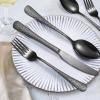 A  HOUSEWARE Black Hammered Silverware Set 8 Stainless Steel Flatware Vintage 40 piece include Knife Fork Spoon Proper Weight for Parties Restaurant Utensils and Kitchen Daily Use view 3