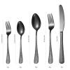 A  HOUSEWARE Black Hammered Silverware Set 8 Stainless Steel Flatware Vintage 40 piece include Knife Fork Spoon Proper Weight for Parties Restaurant Utensils and Kitchen Daily Use view 4