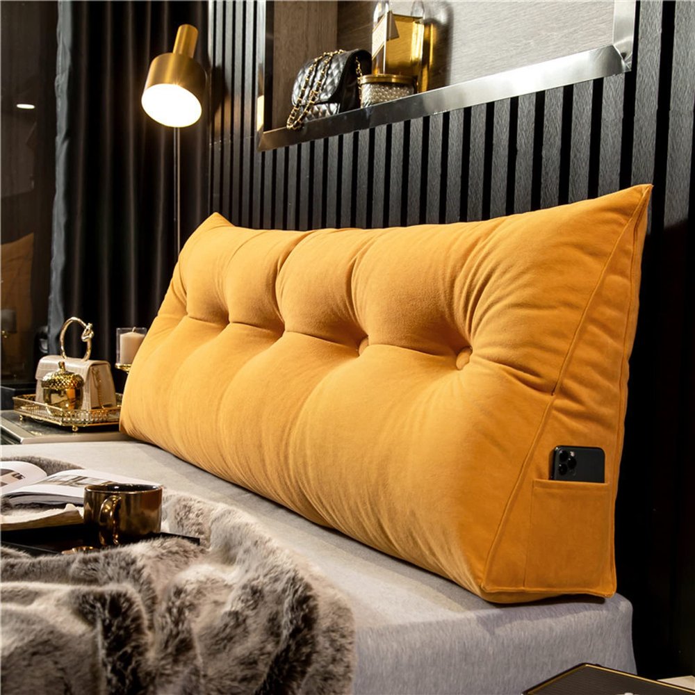 AZZRRO Triangular Wedge and Body Positioners Reading Pillow Large Bolster Headboard Backrest Support Cushion for Day Bed Bunk Bed with Removable Cover Twin Velvet Cyan200*50 * 20cm(79 * 20 * 8in)