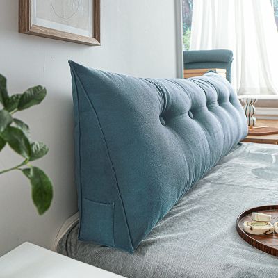 AZZRRO Large Bolster Triangular Positioning Support Reading Backrest Wedge Pillow Headboard Pillow for Day Bed Bunk Bed with Removable Cover Cotton Linen King150*50 * 20cm(59 * 20 * 8in)