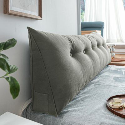AZZRRO Wedge Pillow Triangular Headboard Pillow Solid Color Triangle Cushion Reading Pillow, Multi Size Cushion with Removable Fitted Cover and Two Large Side Pockets120*50 * 20cm(47 * 20 * 8in)