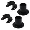 Tighall 4PCS Heavy Duty Stainless Steel Closet Pole Sockets Rod End Support Round Shaped Flange Rod Holder Set with Screws for Closet Wardrobe Shower Curtain Rod (Fit 25mm / 1", Black) view 1