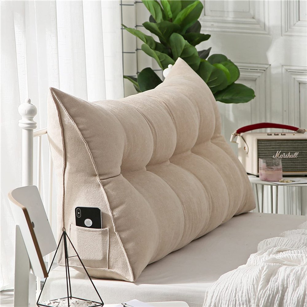 AZZRRO Headboard Pillow Wedge Bed Rest Reading Pillow Daybed Pillows Triangular Headboard Wedge Pillows Bolster Gap Filler Triangle Back Cushion Long Wedge Pillow Corduroy120*50 * 20cm(47 * 20 * 8in)
