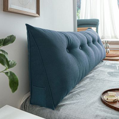 AZZRRO Wedge Pillow Triangular Headboard Pillow Solid Color Triangle Cushion Reading Pillow, Multi Size Cushion with Removable Fitted Cover and Two Large Side Pockets100*50 * 20cm(39 * 20 * 8in)