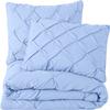 RESTURA Pinch Pleated 3 Piece Duvet Cover Set 1000 TC Light Blue (Duvet Cover + 2 Pillowcases) Pinch Pleated Duvet Cover Super Queen Zipper & Corner Ties Bedding Set view 2