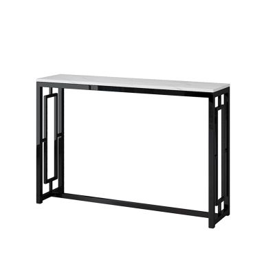 AHRITA 31.4 Inch Entryway Table, White Marble Sofa Table with Iron Frame for Corridor, Hallway, Decoration Table