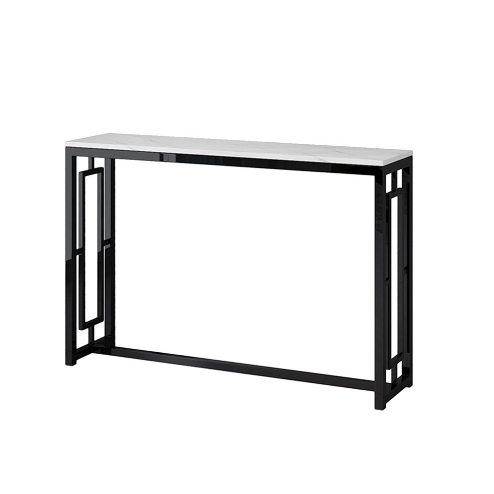 AHRITA 31.4 Inch Entryway Table, White Marble Sofa Table with Iron Frame for Corridor, Hallway, Decoration Table