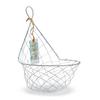 French Wireworks Demi-Lune Hanging Basket with Antique White Finish view 2