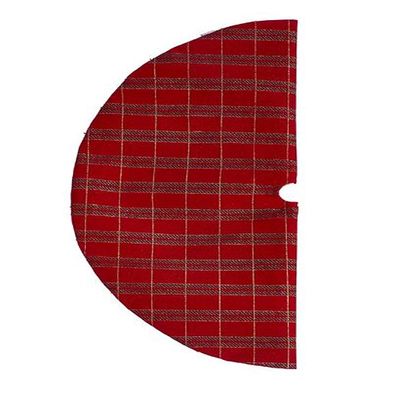 Christmas Tree Skirt Miniature 20 inches Plaid Glitter Print with Stripes