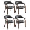 LEEMTORIG Set of 4 Large Dining Chairs with Casters and Arms, Rolling Dining Chairs with Wheels, Accent Game Table Chairs, 26Dx25.2 Wx31.5H, Cherry Legs & Black SY-1533-BK view 1