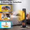 PETSITE Electric Space Heater for Large Room, 30" PTC Fast Heating Ceramic Tower Heater with 3D Flame Effect, Thermostat, 80 Oscillation, 12H Timer & Remote Control, Indoor Home Use, 1500W, Black view 3