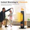 PETSITE Electric Space Heater for Large Room, 30" PTC Fast Heating Ceramic Tower Heater with 3D Flame Effect, Thermostat, 80 Oscillation, 12H Timer & Remote Control, Indoor Home Use, 1500W, Black view 4