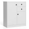 Giantex Floor Storage Base Cabinet - Freestanding Cabinet with Adjustable Shelves, 2 Drawers and 2 Doors, Anti-Tipping Accessories, Floor Cabinet for Entryway, Hallway, Living Room, White view 1