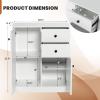Giantex Floor Storage Base Cabinet - Freestanding Cabinet with Adjustable Shelves, 2 Drawers and 2 Doors, Anti-Tipping Accessories, Floor Cabinet for Entryway, Hallway, Living Room, White view 3