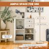 Giantex Floor Storage Base Cabinet - Freestanding Cabinet with Adjustable Shelves, 2 Drawers and 2 Doors, Anti-Tipping Accessories, Floor Cabinet for Entryway, Hallway, Living Room, White view 4