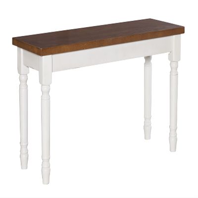 Willow White Backless Dining Bench with Honey Brown Wood Top by Powell