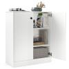 Giantex 2 Door Storage Base Cabinet - Freestanding Floor Cabinet with 3-Tier Shelf, 28 x 13.5 x 33.5, Non-Slip Foot Pads, Kitchen Cupboard Storage Organizer for Living Room, Entryway, Office view 1