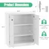 Giantex 2 Door Storage Base Cabinet - Freestanding Floor Cabinet with 3-Tier Shelf, 28 x 13.5 x 33.5, Non-Slip Foot Pads, Kitchen Cupboard Storage Organizer for Living Room, Entryway, Office view 3